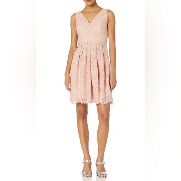 Adrianna Papell | Lace blush pink fit & flare sleeveless dress Women’s size 2 - Picture 1 of 10